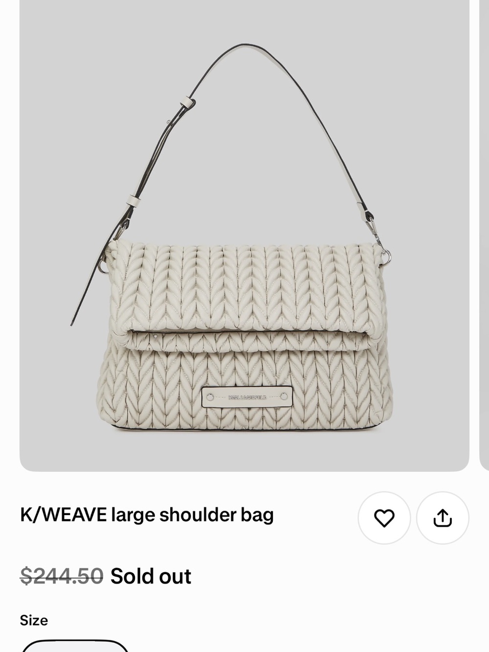 Karl Lagerfeld Weave Large Shoulder Bag - Cream